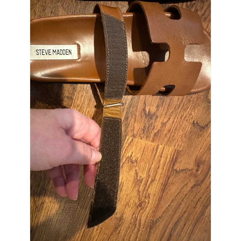 Steve Madden Mayven Leather Slides Camel Size 9 Minimalist Chic - Picture 10 of 10